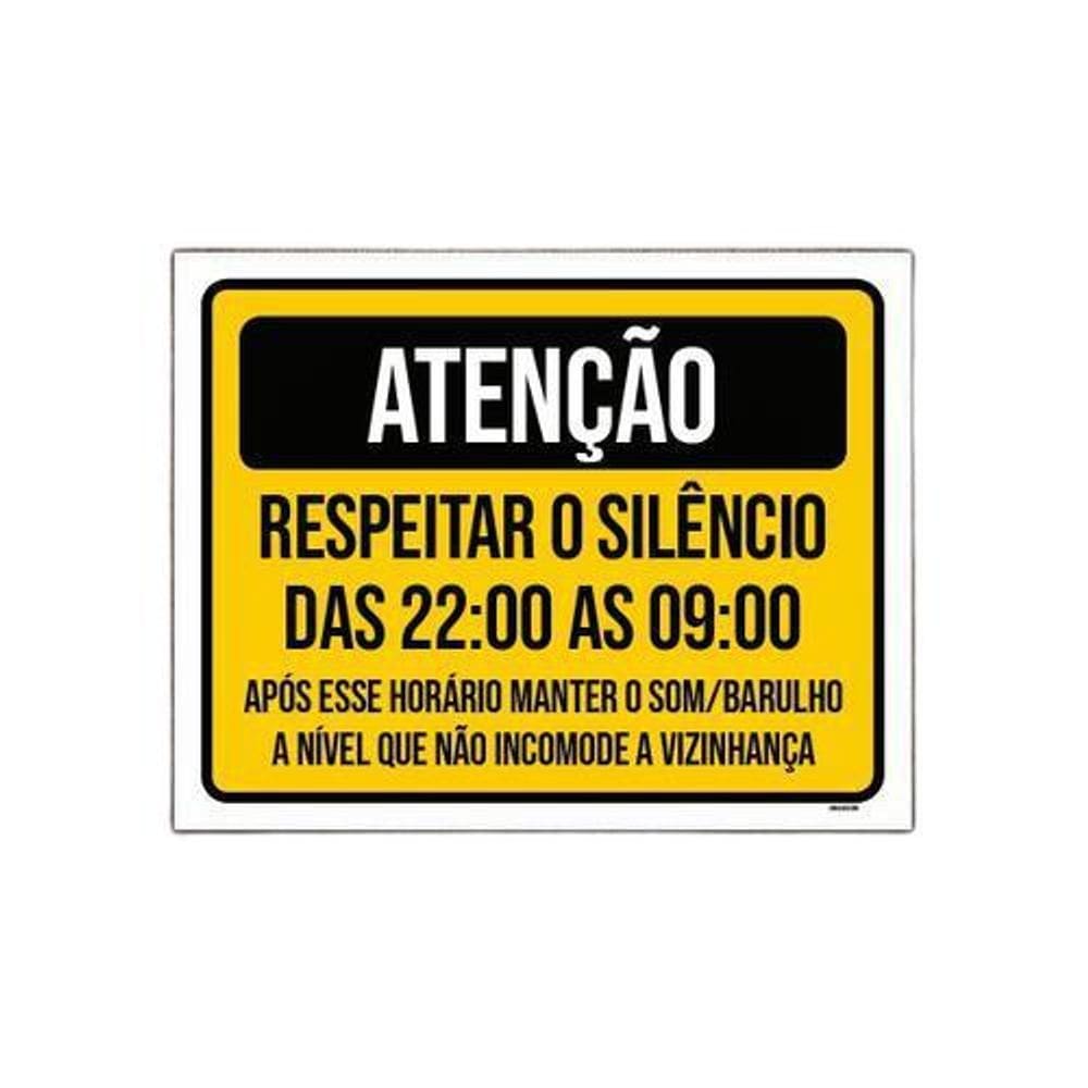 Kit 5 Placas Atenção Respeitar Silêncio Vizinhança