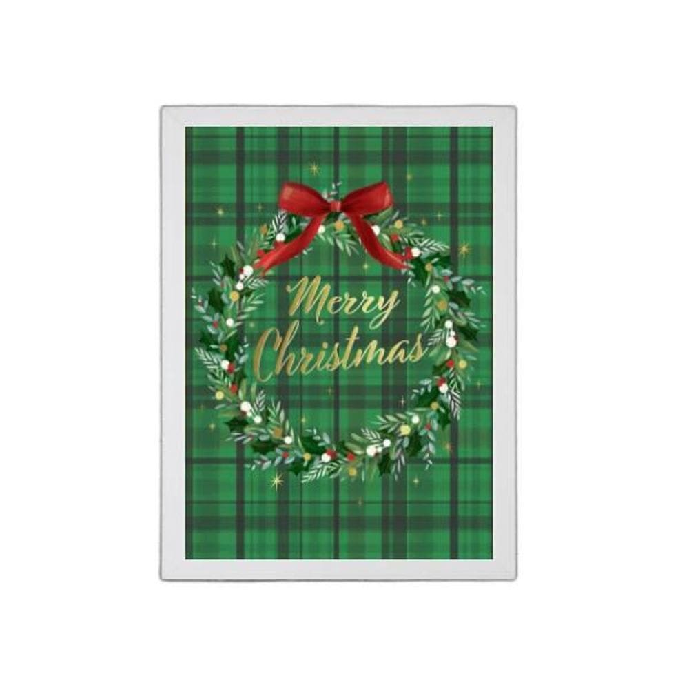 Quadro Decorativo Guirlanda De Natal Verde 45X34cm Branca