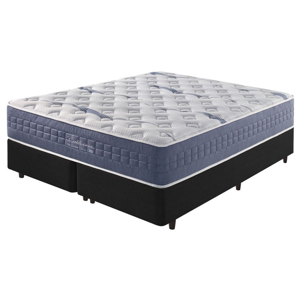 Cama Box Queen Preto + Colchão Molas Ensacadas Visco Gel California 158x188x68cm