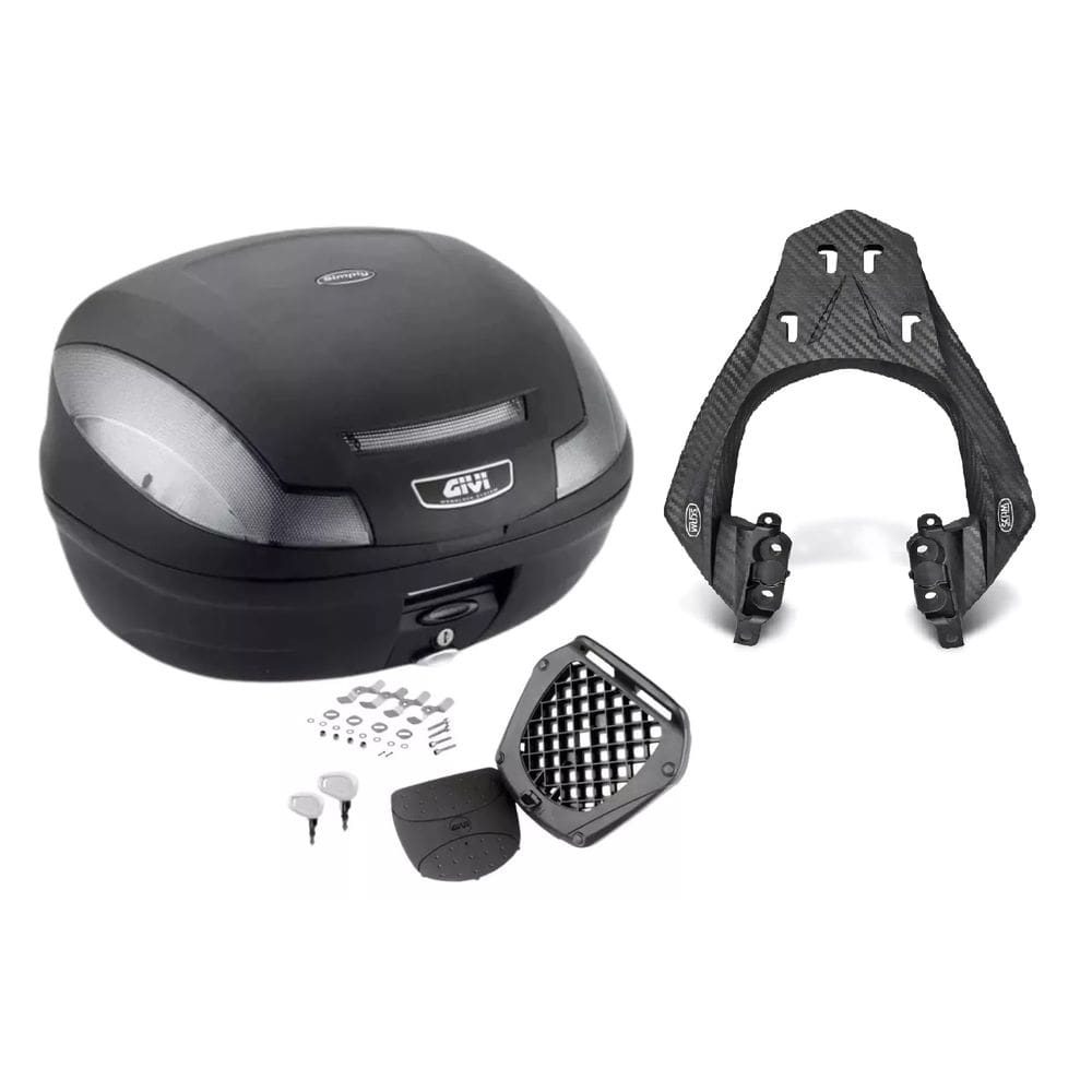 Kit Baú 47L M.Lock Givi E-470Nt + Bagageiro Scam Fazer 150 2023 2024 2025