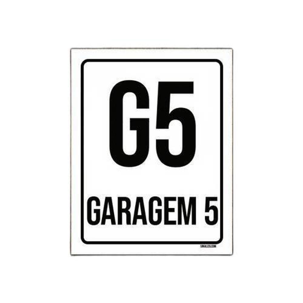 Kit 5 Placas Sinalização Ambiente Indicativo G5 Garagem 5