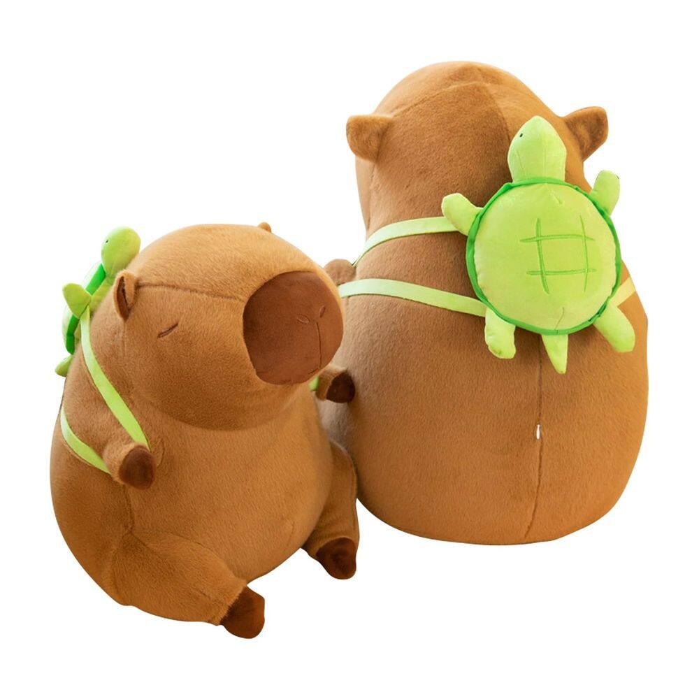 Brinquedo de pelúcia SHINUOER Capivara com mochila de tartaruga, presente infantil de 23 cm