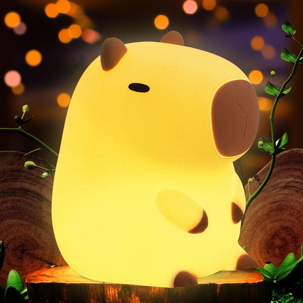 Luz noturna FAMIDUO Cute Capybara LED Squishy Animal Lamp
