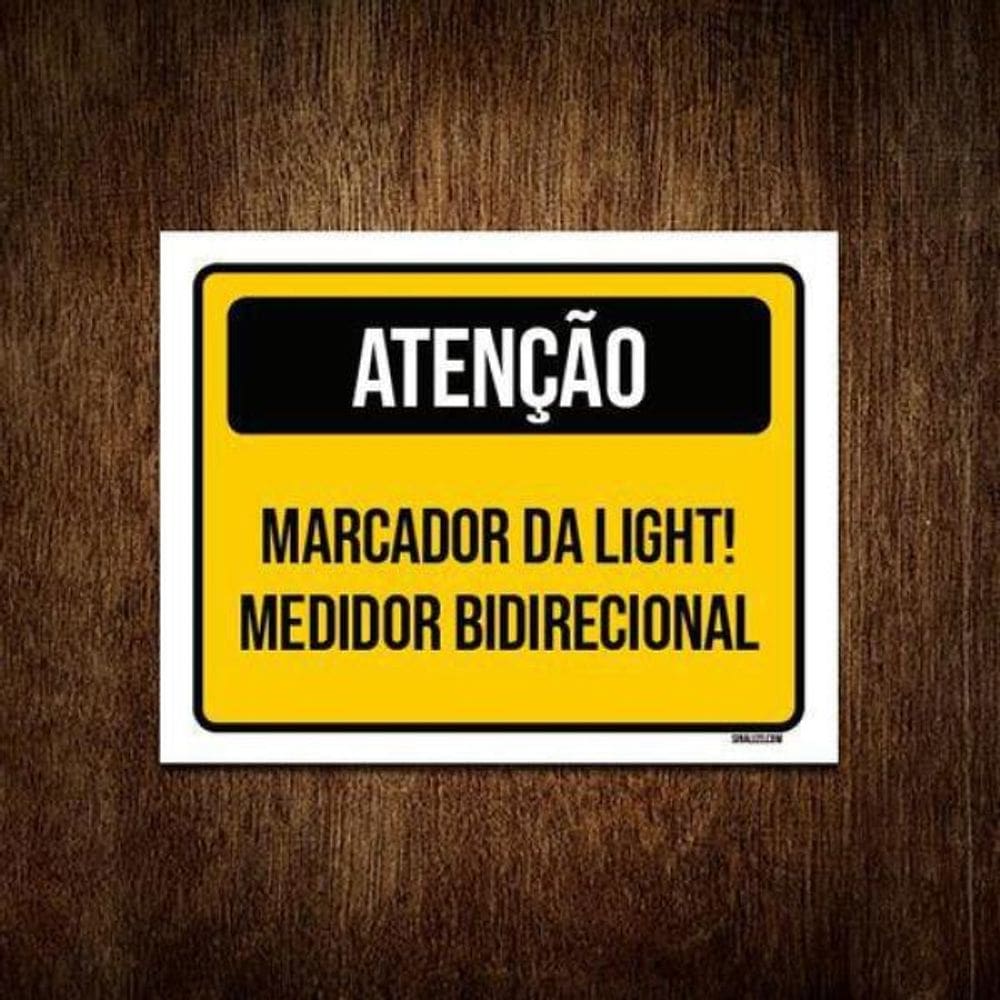 Placa Amarela Atenção Marcador Da Light 18X23
