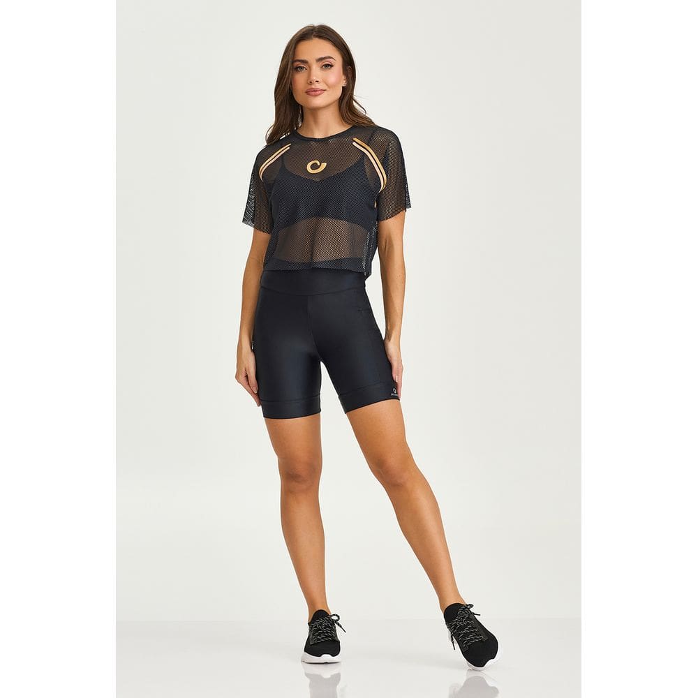 Conjunto Cajubrasil Top Preto + Bermuda Bolso Duplo Tam M