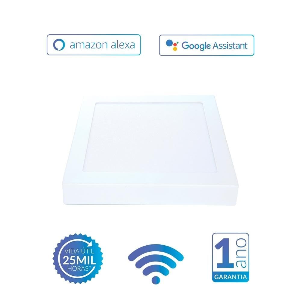 Kit 4 Painel LED Plafon Sob Alexa Wi-Fi 18W 2700-6500k Avant