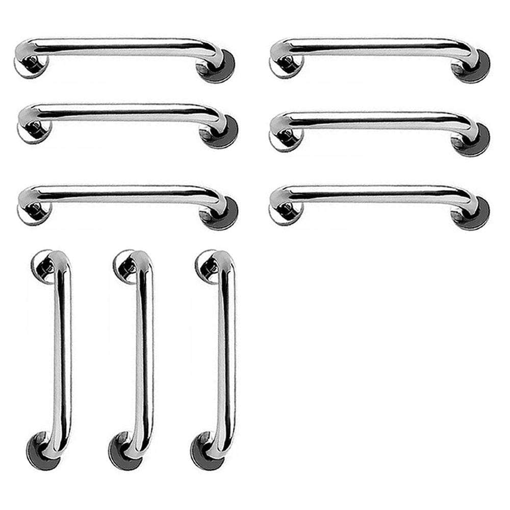 Barra de Apoio 40cm Aço Inox Kit 9 Unidades Idoso Deficiente Cadeirante Banheiro Box Acessibilidade Suporte Corrimao Segurança