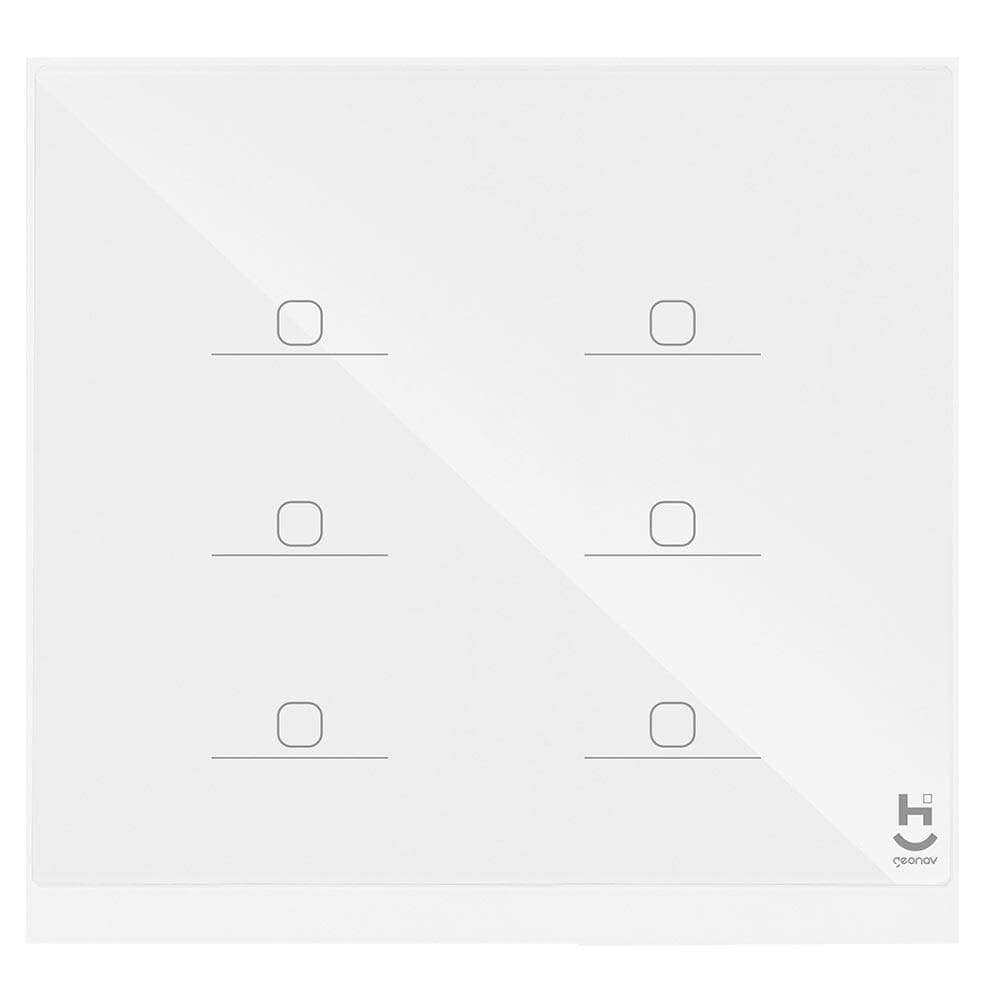 Interruptor Inteligente 6 Teclas Conexão Zigbee Compatível com Assistente de voz, IOS e Android Branco - Geonav