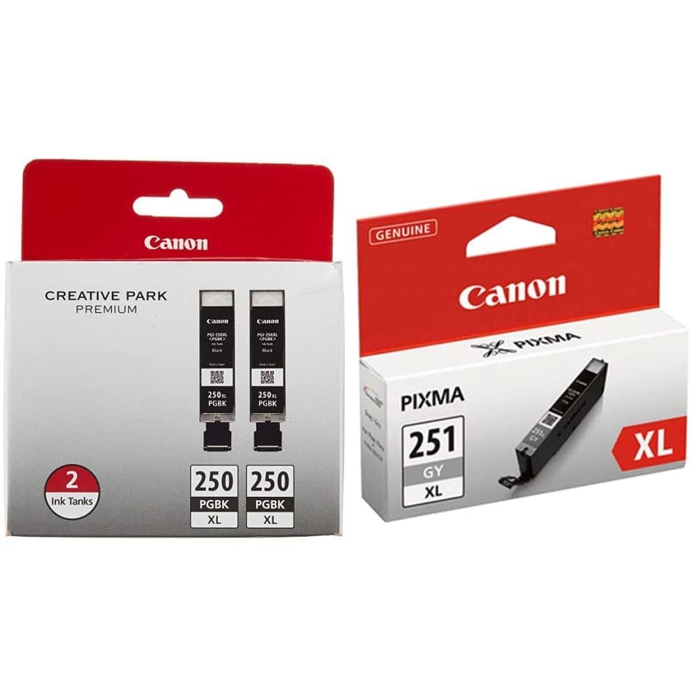 Cartuchos de tinta Canon PGI-250XL Black Twin Pack e CLI-251XL