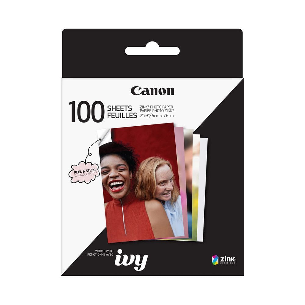Pacote de papel autocolante fotográfico Canon ZINK 2 x 3 (100 folhas)