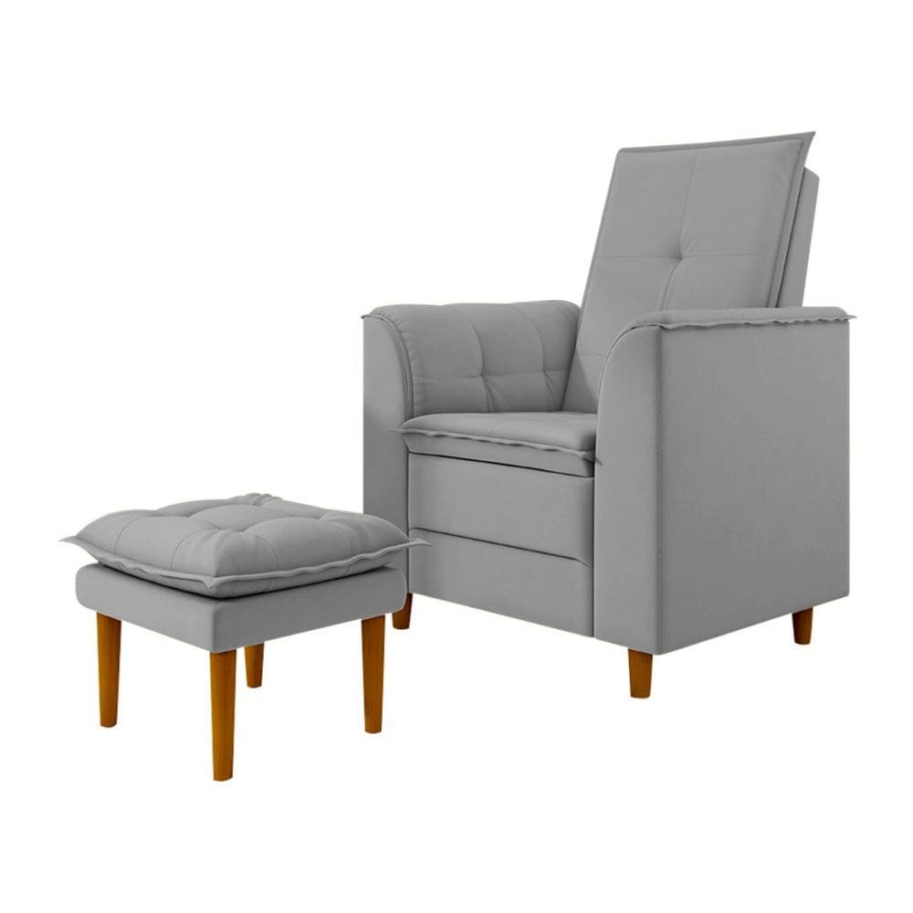 Poltrona Amamentação Confortável Com Puff  Ivy Veludo