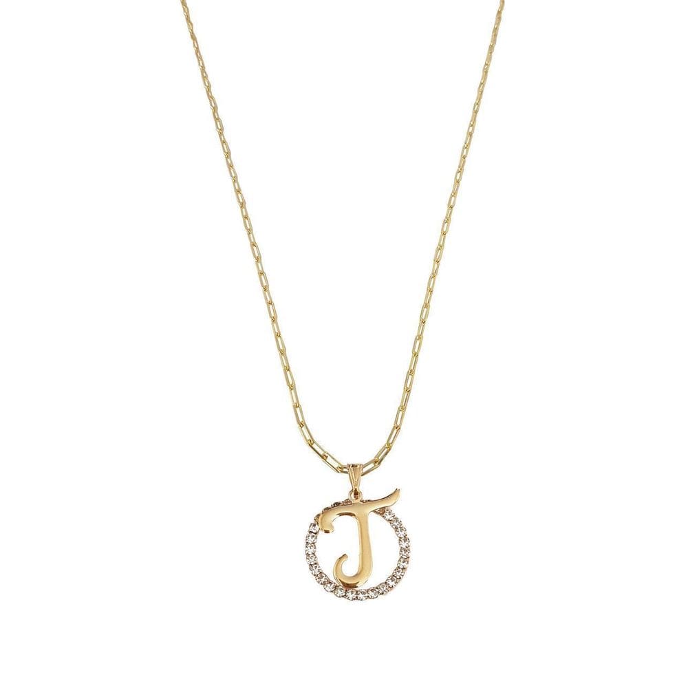 Colar Corrente 50 Cm Feminina Pingente Letra T Banhado Ouro
