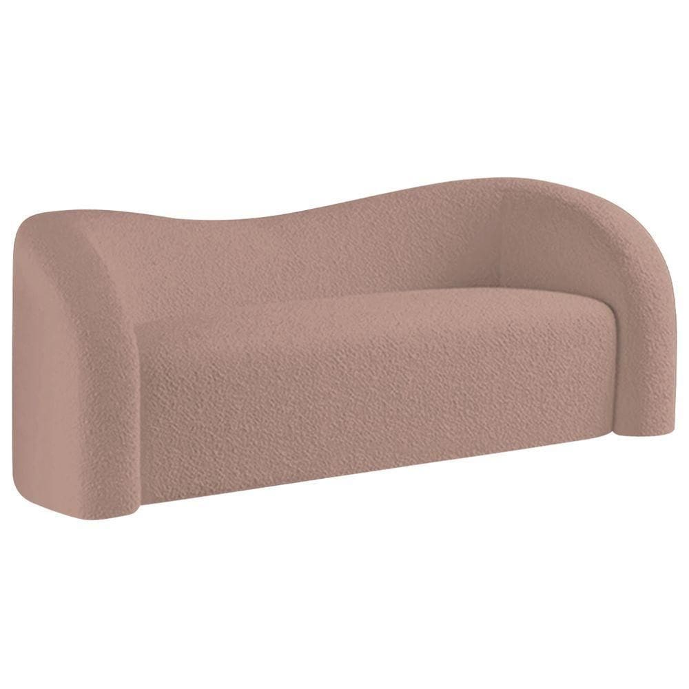 Sofá Curvo 3 Lugares Orgânico Coréia 180cm Linho Rosê