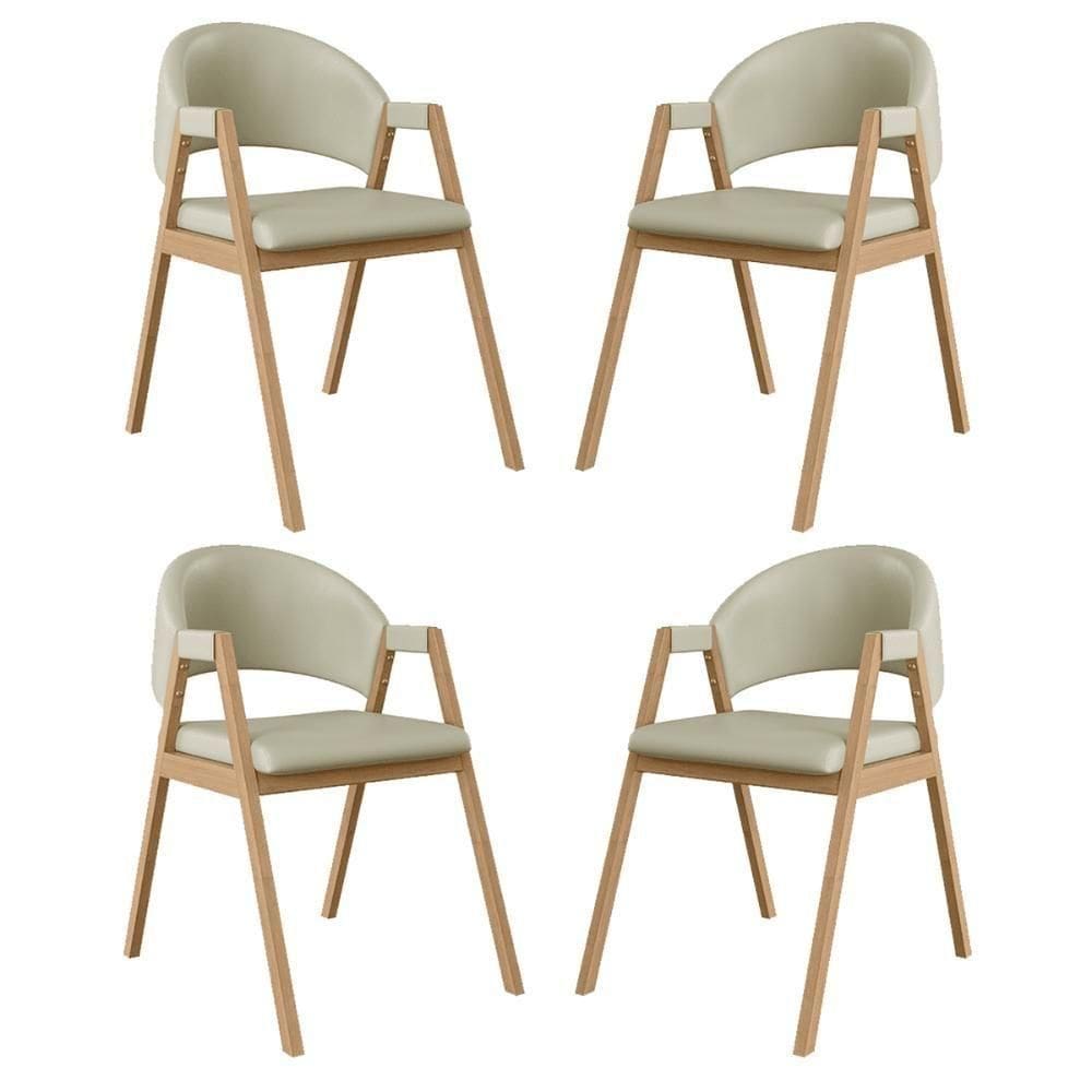 Kit 4 Cadeiras Suellen Luxo Reforçada Mesa De Jantar Courino Bege
