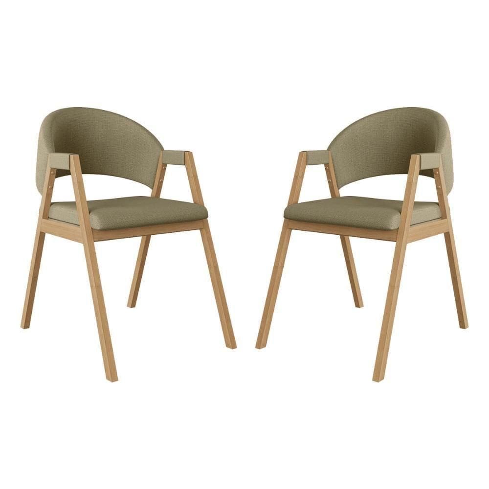 Kit 2 Cadeiras Para Mesa De Jantar Moderna Linho Balaqui Bege