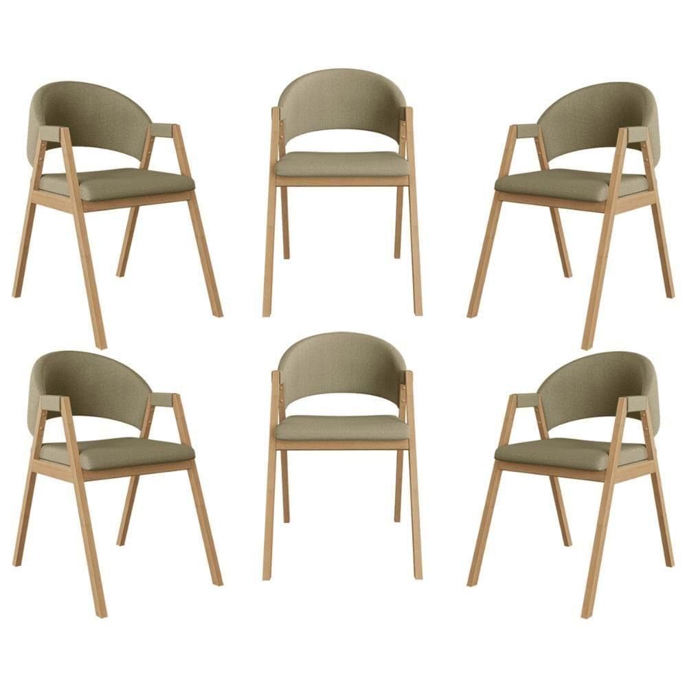 Kit 6 Cadeiras Suellen Luxo Reforçada Mesa De Jantar Linho Bege