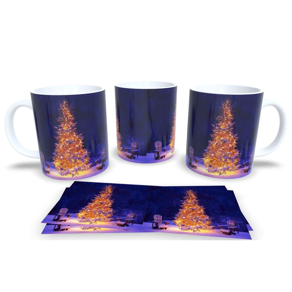 Caneca de Porcelana Branca Personalizada Arvore de Natal 3