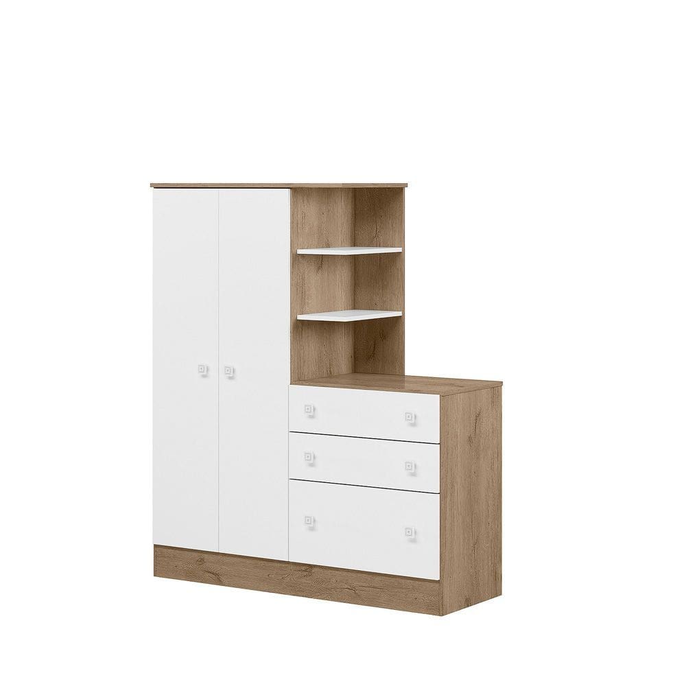 Módulo Guarda-Roupa Com Cômoda Infantil 2 Portas 3 Gavetas 3 Prateleiras 4070 Doce Sonho