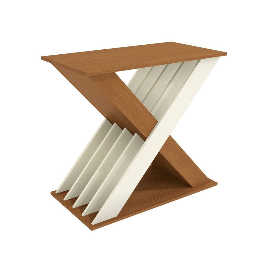 Base Graviola para Mesa de Jantar de Madeira Canela/Off Withe