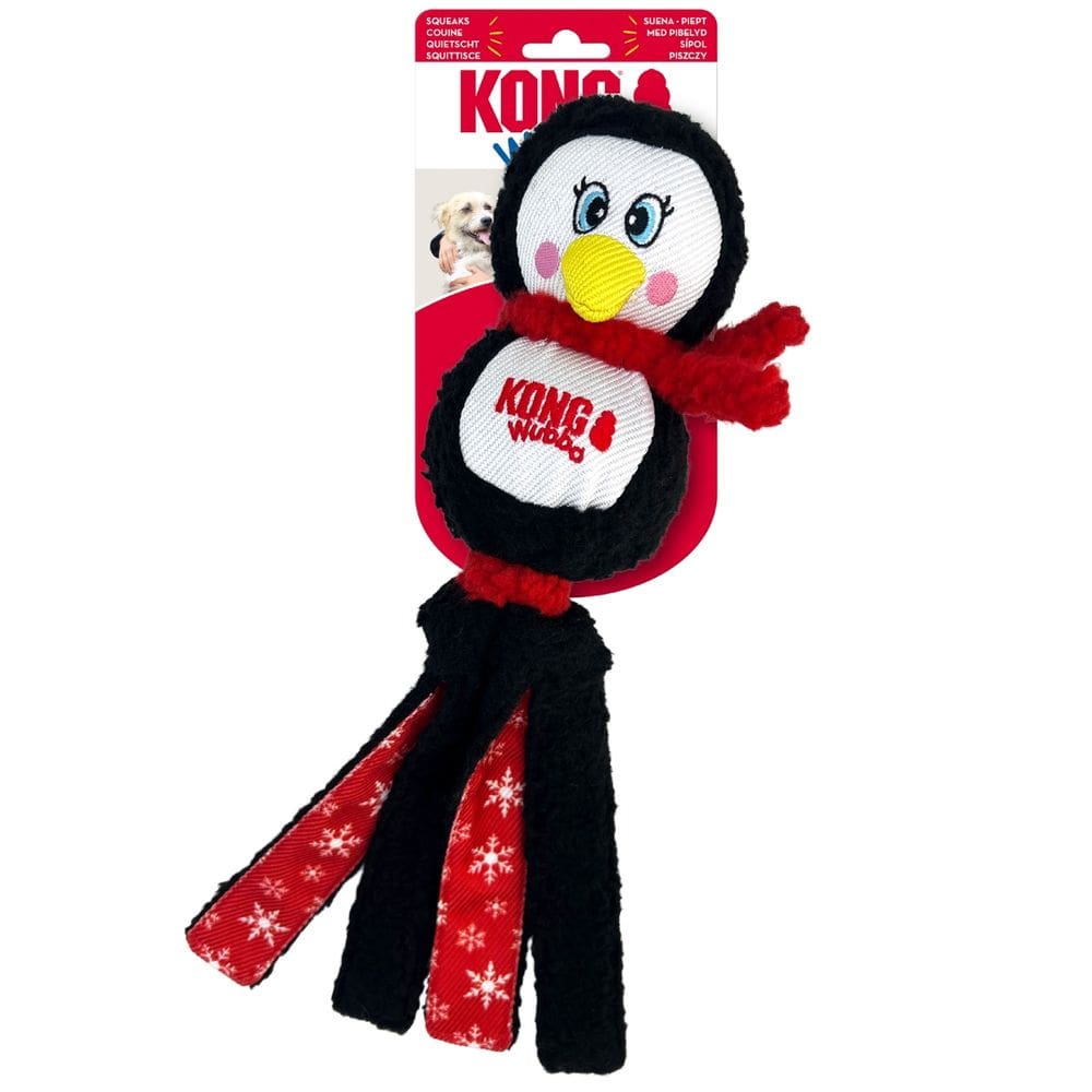 Brinquedo Kong Wubba Holiday Assorted Pinguim Cabo de Guerra Com Apito para Cachorro Grande
