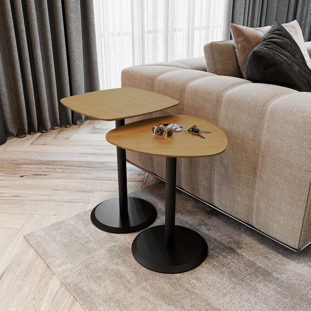 Conjunto Mesa de Canto Keva 40x40x53cm Natural Tawary