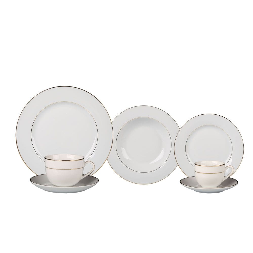 Aparelho de jantar com 42 Peças de Porcelana Majesty Gold - L`Hermitage