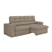 Sofá Retrátil e Reclinável Veludo Londres Castor Luizzi