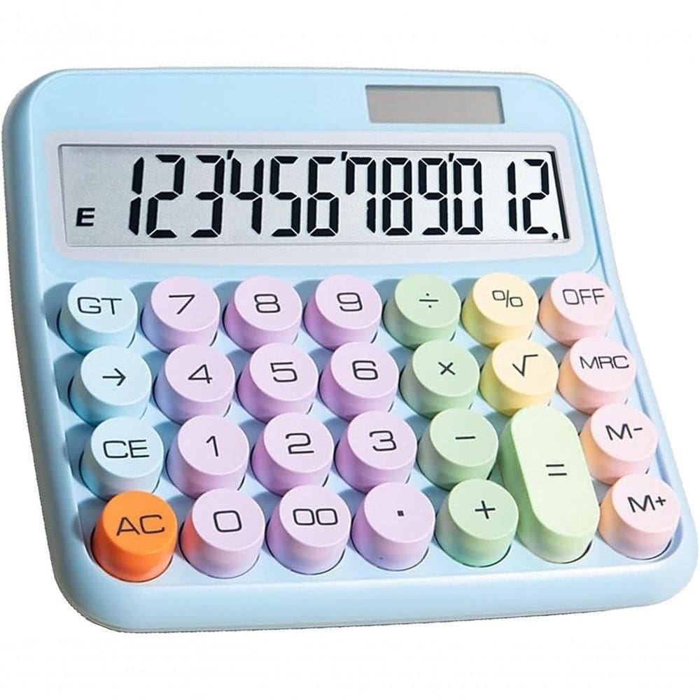 Calculadora Solar Colorida De Mesa 12 Digitos Grande Tela Lcd Botão Mecânico