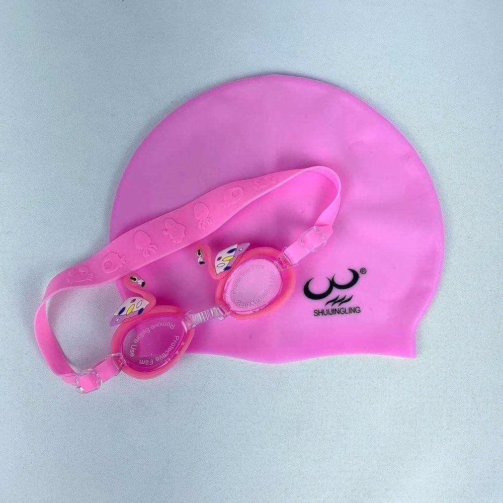 Kit De Natação Com Touca De Silicone E óculos Para Crianças Menino Ou Menina Personagem cisne