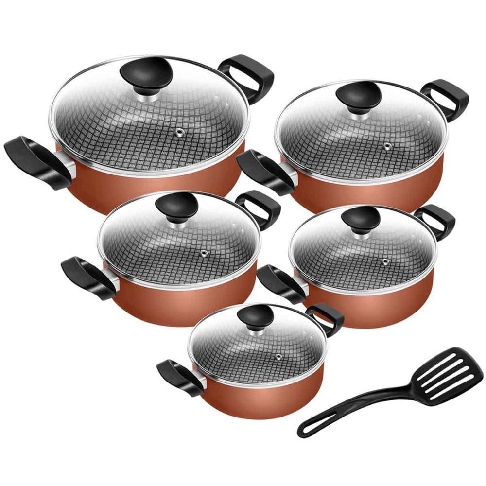 Conjunto De Panelas Antiaderente Cobre Spesso Caçarola 5 Peças Patolux