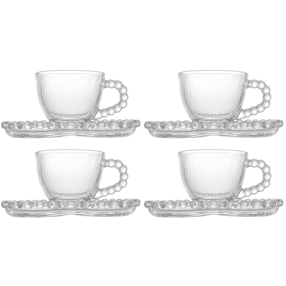 Kit 4 Xícaras de Café 85ml c/ Pires Coração Pearl - Wolff