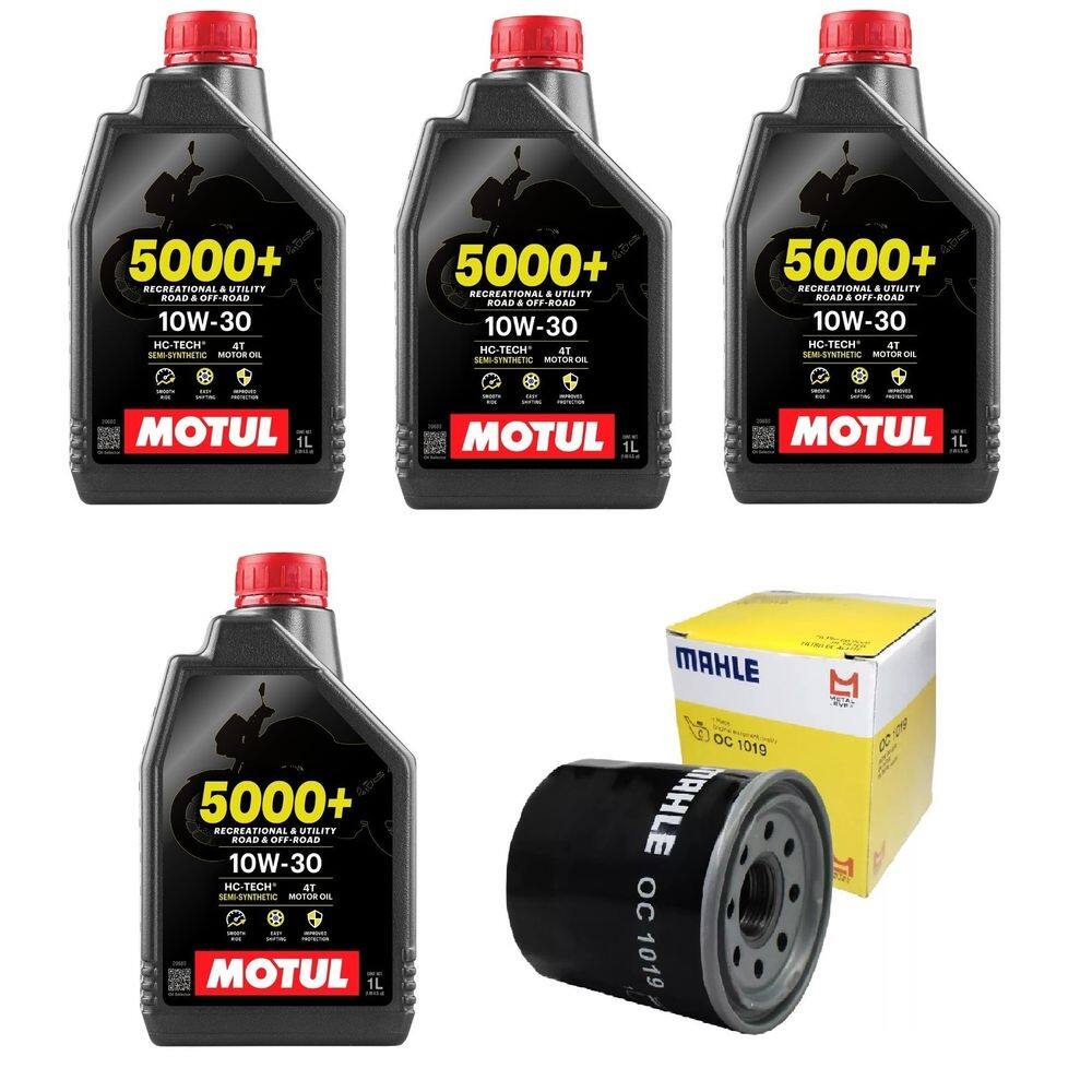 Kit Troca de Óleo moto 4 Motul 5000 10W30 4T 1L + 1 filtro Mahle Honda NC 750 2015 a 2025