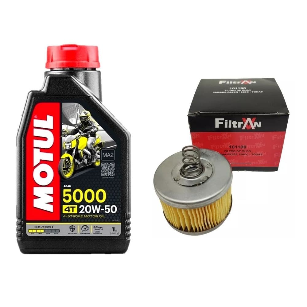 Kit Troca Óleo Motul 5000 20W50 4T 1L 1021 + 1 Filtro Crosser 150 Fazer 150 Factor 150-125