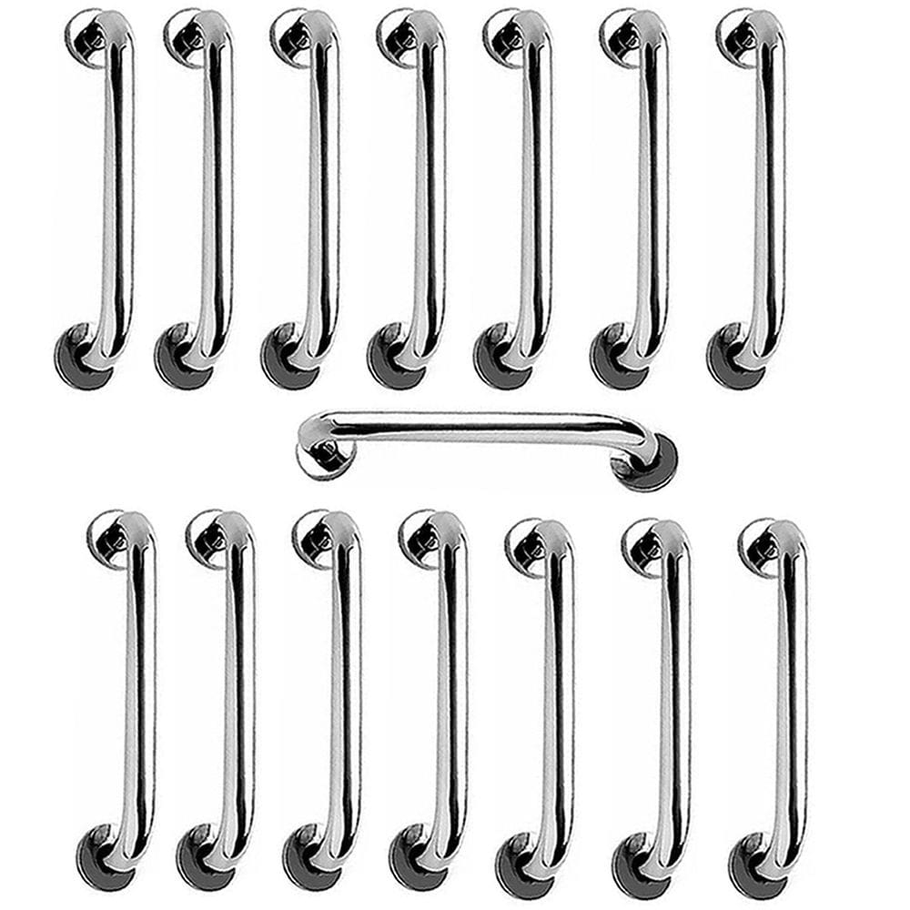 Barra de Apoio Barra 40cm Inox Kit 15 Unidades Idoso Cadeirante Deficiente Banheiro Box Acessibilidade Suporte Escada Corrimao Segurança Resistente