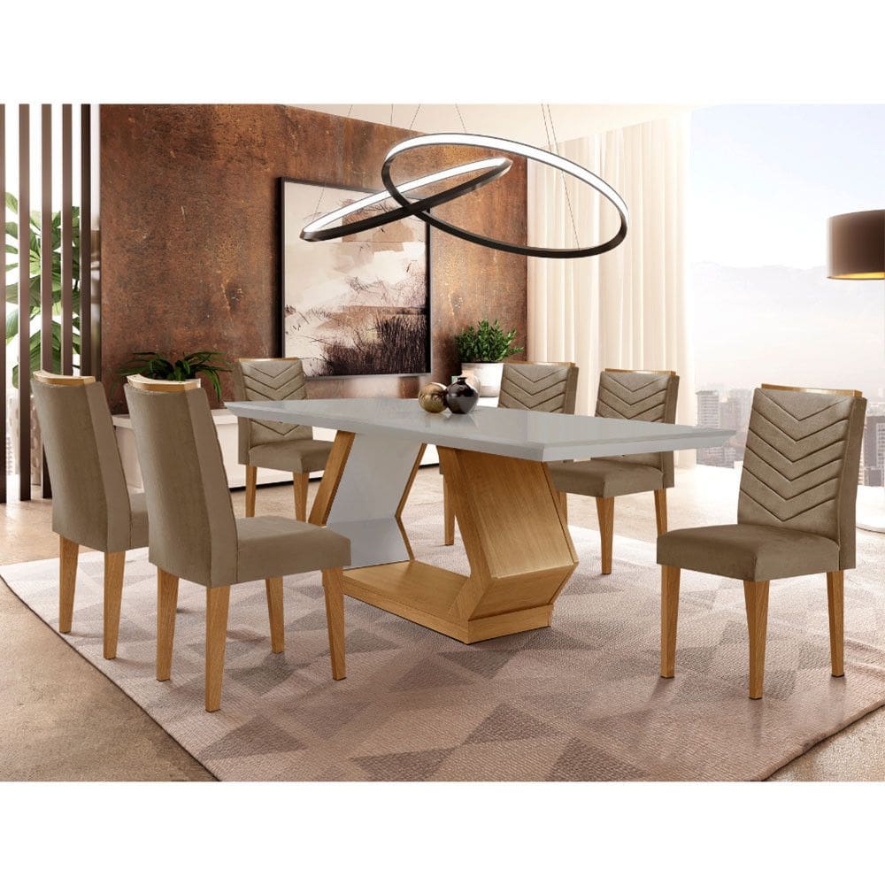 Sala de Jantar Alvorada com 6 Cadeiras Liz MDF Rufato