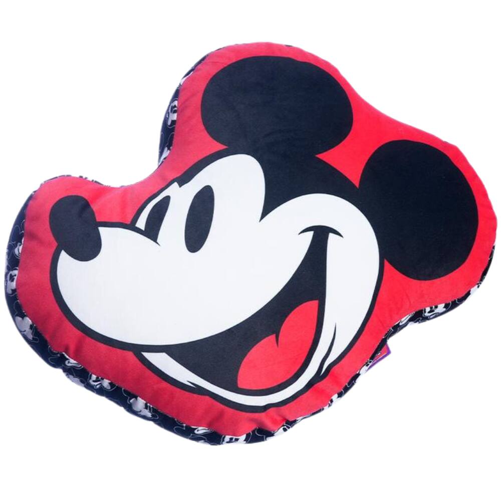 Almofada 3D Rosto Mickey Mouse Aveludada 38x35cm Oficial Disney