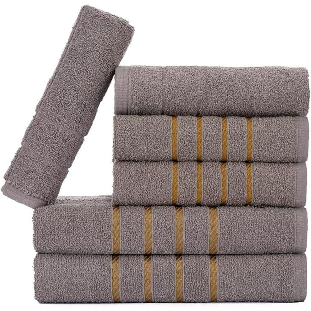 Jogo De Toalhas 6 Pçs 2 Banho 2 Rosto 2 Piso Montreal 100% Algodão Cinza