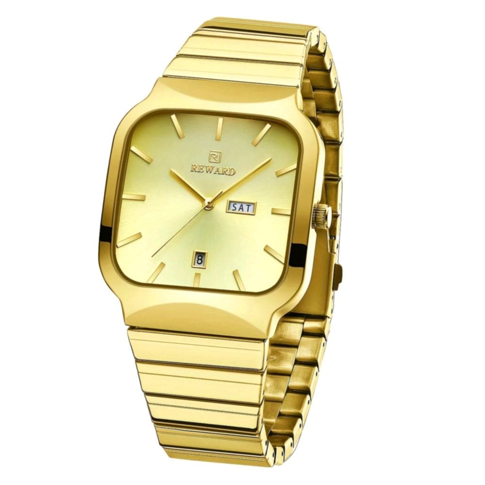 relógio de quartzo masculino à prova d água  esportivo quadrado em aço inoxidavel