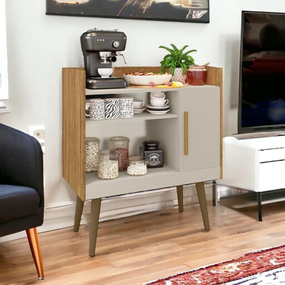 Aparador Com Nichos Café Ii Cinamomo E Off White Bechara