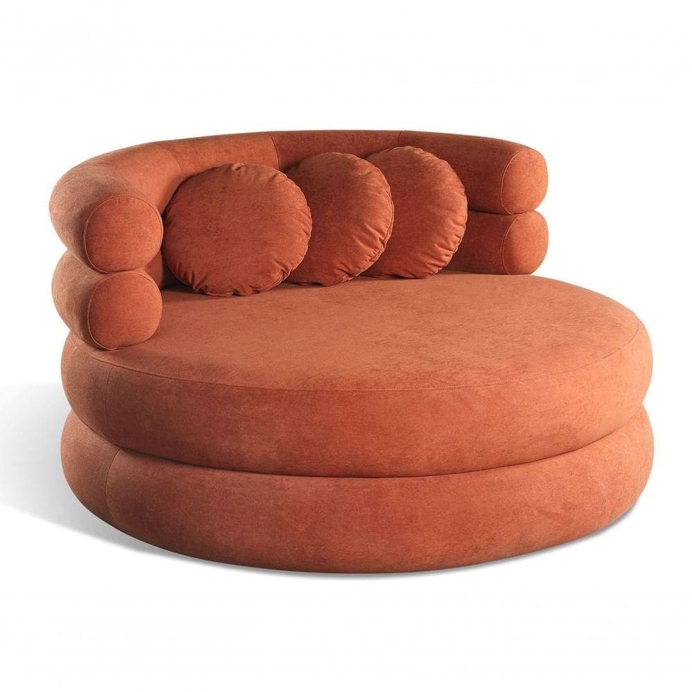Chaise Estofada Redonda Terracota Orgânica 1,40x1,40x0,82mt Awa