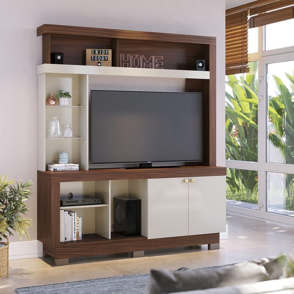 Estante TV Até 50 Pol 160x188cm Valença Colibri Nogueira Off White