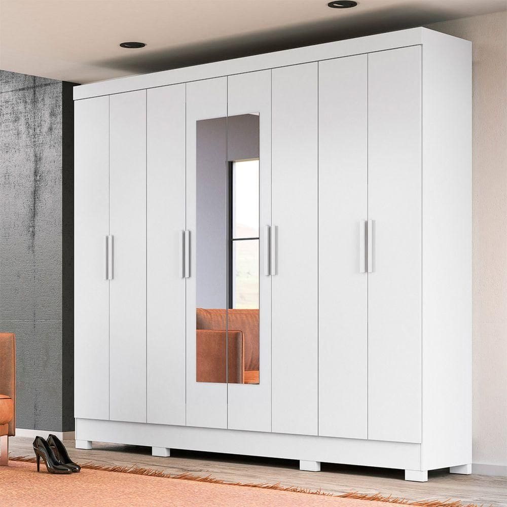 Guarda Roupa de Casal com Espelho 236x212cm Diplomata Moval Branco