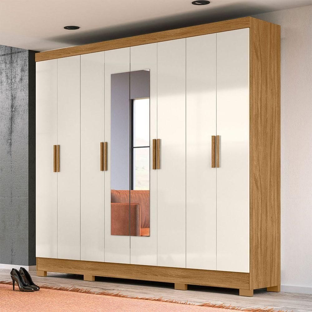 Guarda Roupa de Casal com Espelho 236x212cm Diplomata Moval Freijó Off White