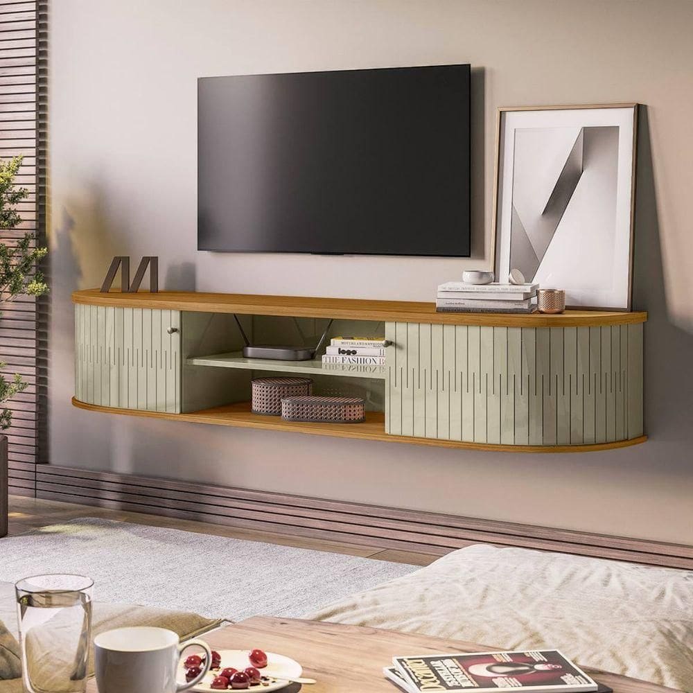 Rack Suspenso Curvo Portas Flexíveis 183x31cm Algarve Madetec Cumaru Opala
