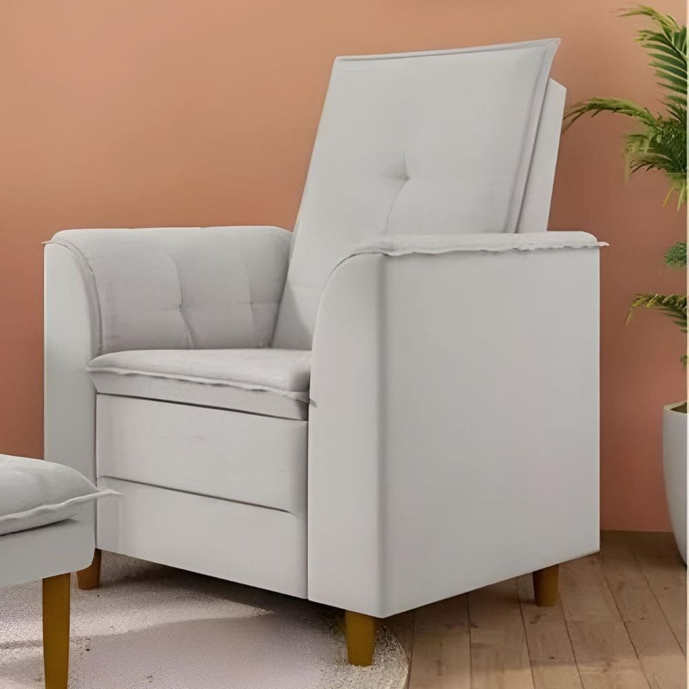 Poltrona Para Sala Confortável Decorativa Isa Linho