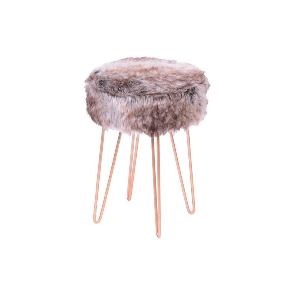 Banquinho Glamour Pelo Mescla Base Metal