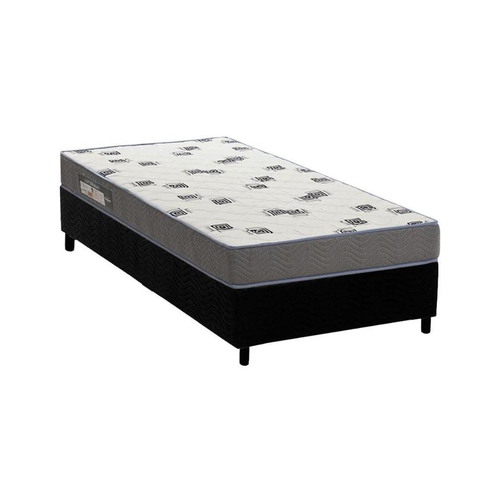 Conjunto Box Solteiro: Colchão Espuma Ortobom D33 Light Saúde + Base CRC Suede Black (78x188)