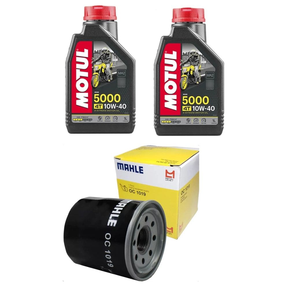 KIT TROCA ÓLEO kawasaki vulcan 650 2x MOTUL 5000 JASO MA2 10W-40 4T 1L semissintético + 1 FILTRO MAHLE