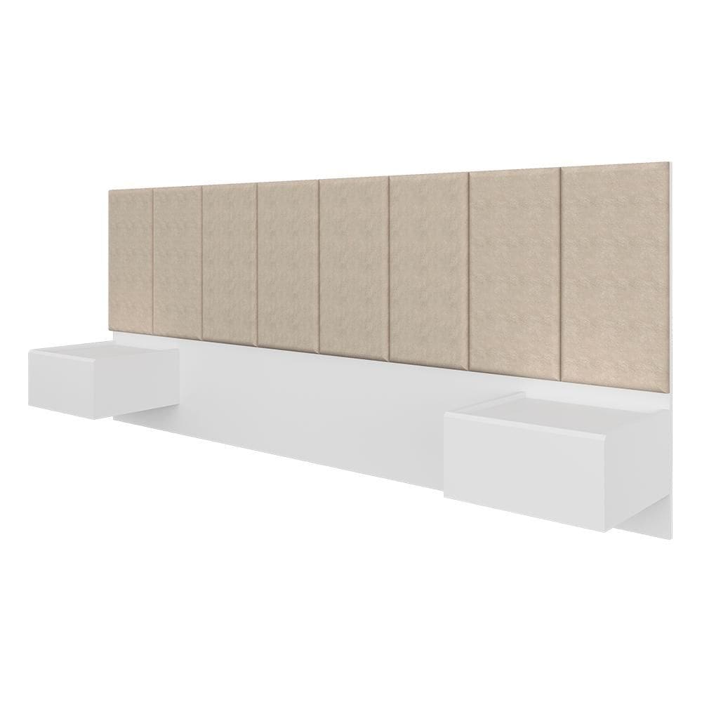 Cabeceira Estofada Suspensa Cama Casal Bulgária Branco/bege - Ma