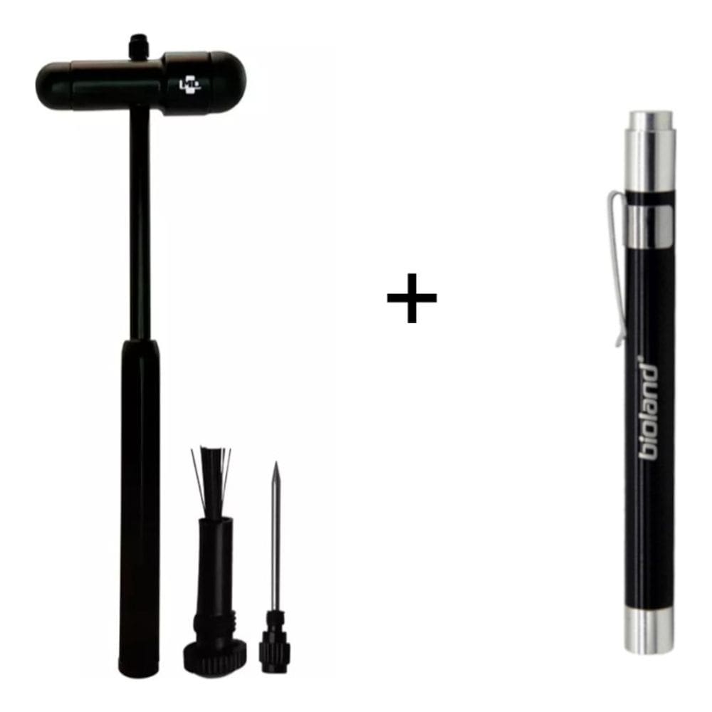 Kit Martelo De Reflexo Buck Black Edition + Lanterna Clínica/Médica LED Preta
